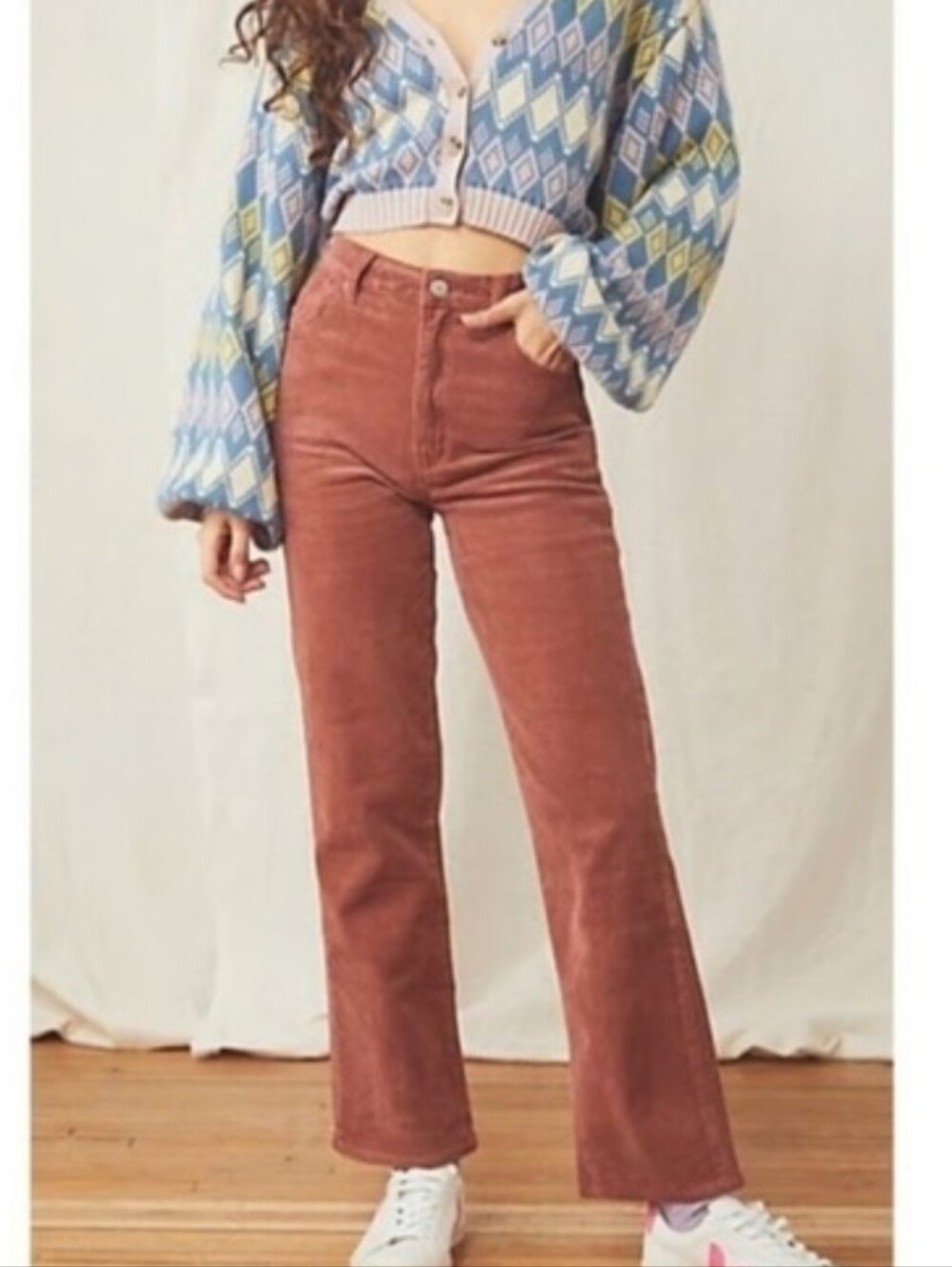 ROLLA'S High Rise Straight Corduroy Mauve Pink Pants 26